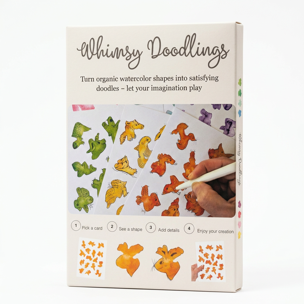 Front view of the Whimsy Doodlings 1st Edition Doodling Kit box.