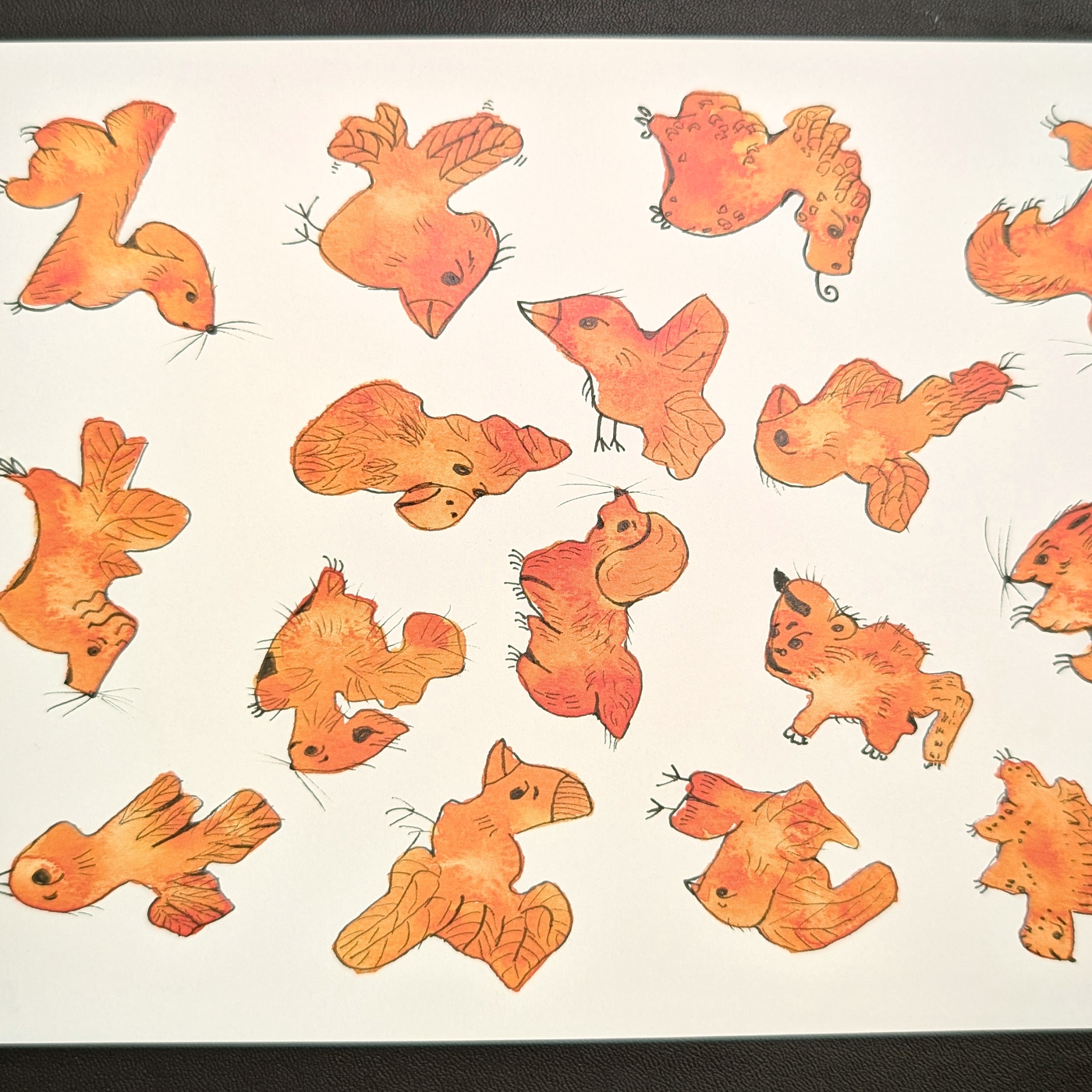 The completed orange doodling card.