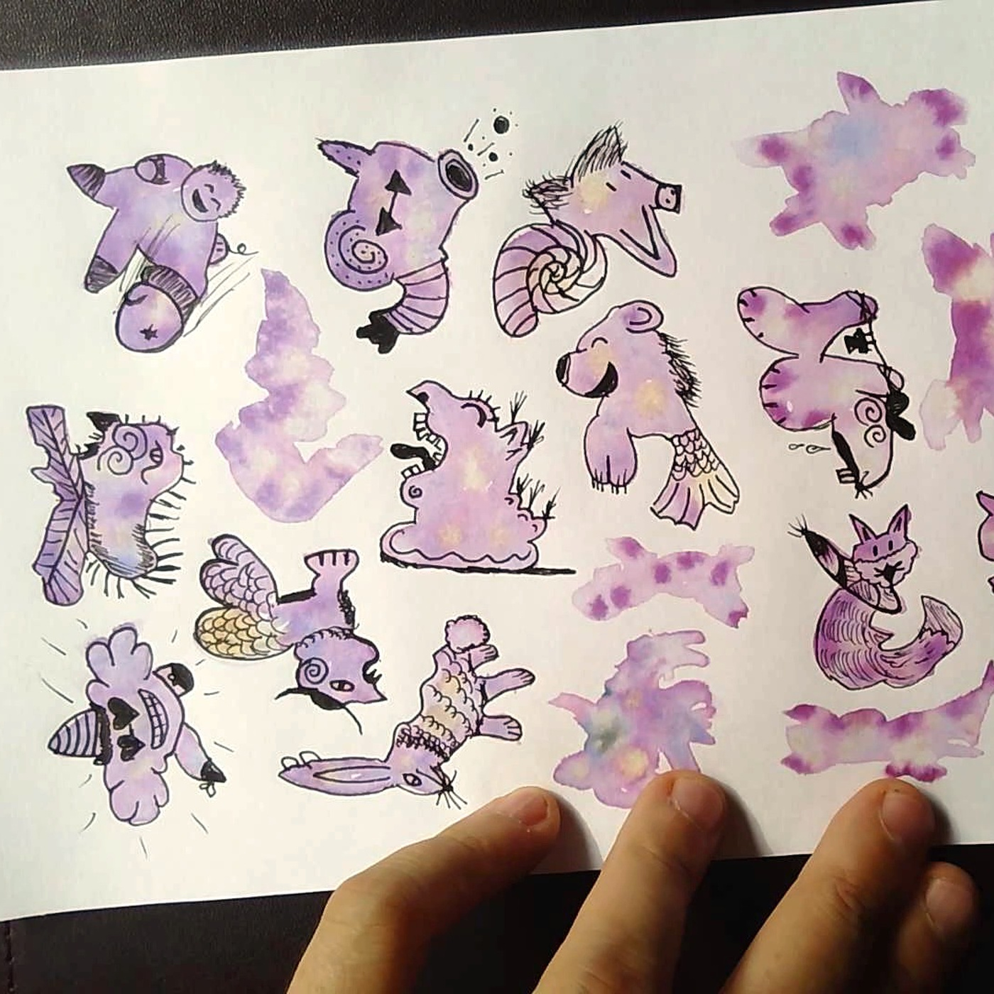 The completed purple doodling card.