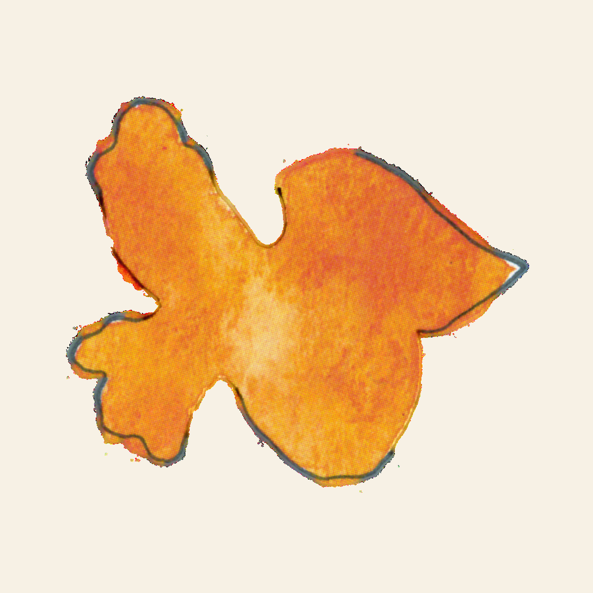An untouched orange watercolor shape presented without an interpretation.